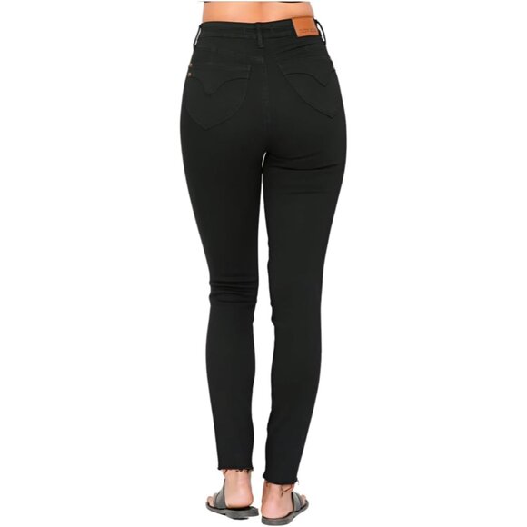 Plus Size Tummy Control Skinny Jeans High Rise Black Zipper - Picture 6 of 6